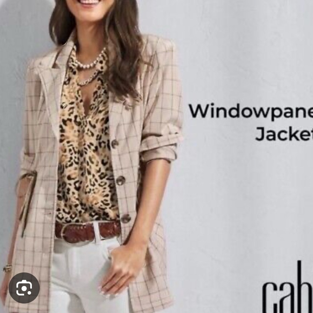 Cabi Women's Beige Windowpane Jacket